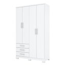 Ver imagem 2 de Guarda Roupa Solteiro Caju 4 Portas com Kit Mesa de Cabeceira Campeche Branco - Henn