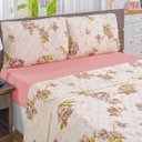 Ver imagem 1 de Jogo de Cama Casal Queen Quality Estampado Malha 100% Algodão 4 Peças - Rosê