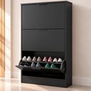 Ver imagem 1 de Sapateira Vertical Armário 3 Portas 66cm Dara Preto R03 - Mpozenato