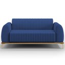 Ver imagem 3 de Sofá 2 Lugares para Sala de Estar Molino 150cm D02 Pés D'ouro Veludo Azul Marinho C-304 - Lyam