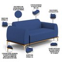 Ver imagem 4 de Sofá 2 Lugares para Sala de Estar Molino 150cm D02 Pés D'ouro Veludo Azul Marinho C-304 - Lyam