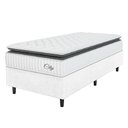 Ver imagem 1 de Cama Box Colchão Solteiro Molas Ensacadas City Pillow Top 88x188x61cm Linho Branco / Preto Hellen