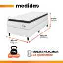Ver imagem 3 de Cama Box Colchão Solteiro Molas Ensacadas City Pillow Top 88x188x61cm Branco / Preto Hellen