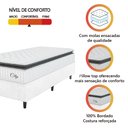 Ver imagem 5 de Cama Box Colchão Solteiro Molas Ensacadas City Pillow Top 88x188x61cm Linho Branco / Preto Hellen