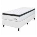 Ver imagem 1 de Cama Box Colchão Solteiro Molas Ensacadas City Pillow Top 88x188x61cm Branco / Preto Hellen