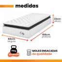 Ver imagem 4 de Cama Box Colchão Solteiro Molas Ensacadas City Pillow Top 88x188x61cm Branco / Preto Hellen