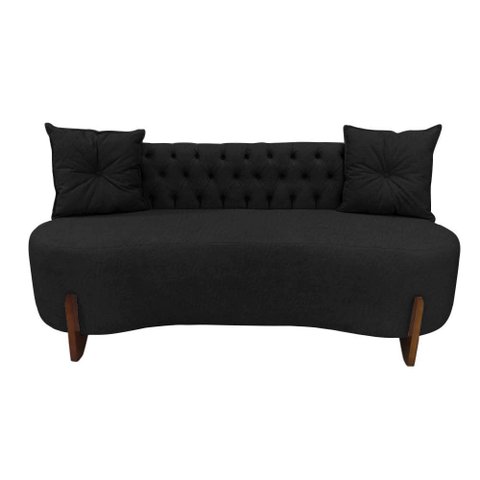 Sofá 2 Lugares Orgânico Curvo Tókio 150cm Couro Preto