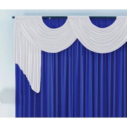 Cortina Emilly para Varão Tecido Malha Gel 2,00 x 1,70 Metros para Janela - Branco e Azul Royal - 2