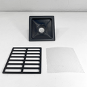 Ver imagem 3 de Ralo Quadrado 20x20 Aluminio Preto Coletor Saída 2 Polegadas