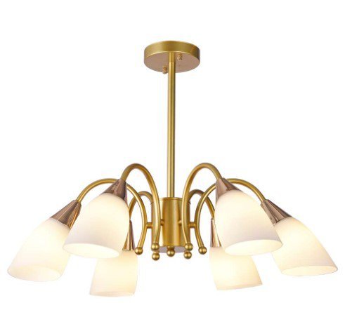 Pendente Dourado e Rose com Cúpulas Brancas 6E27 66cm PARIS LUZ - 1