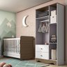 Kit Conjunto Quarto Infantil Bebê Berço Mini Cama Ben 3 Em 1 Guarda Roupa 3 Portas Branco e - 5