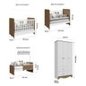 Kit Conjunto Quarto Infantil Bebê Berço Mini Cama Ben 3 Em 1 Guarda Roupa 3 Portas Branco e - 3
