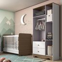 Ver imagem 5 de Kit Conjunto Quarto Infantil Bebê Berço Mini Cama Ben 3 em 1 Guarda Roupa 3 Portas Branco e