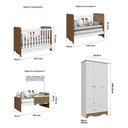 Ver imagem 3 de Kit Conjunto Quarto Infantil Bebê Berço Mini Cama Ben 3 em 1 Guarda Roupa 3 Portas Branco e