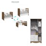Kit Conjunto Quarto Infantil Bebê Berço Mini Cama Ben 3 Em 1 Guarda Roupa 3 Portas Branco e - 2