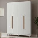 Ver imagem 1 de Guarda-Roupa Solteiro com Pés 4 Portas Batentes Branco/Branco/Rustic Netuno Madesa