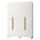Ver imagem 2 de Guarda-Roupa Solteiro com Pés 4 Portas Batentes Branco/Branco/Rustic Netuno Madesa