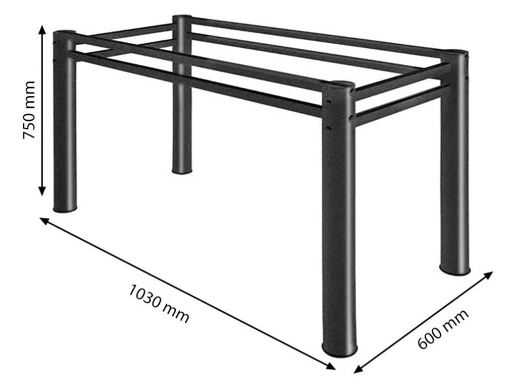 Base Retangular Para Mesa Jantar Preto 1.20mt - 5