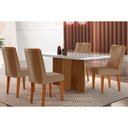 Ver imagem 1 de Conjunto: Mesa Sala Jantar Berlim C/ Tampo Madeirado C/ Vidro Canto Curvo 120x80cm e 4 Cadeiras Jade