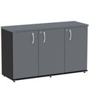 Ver imagem 1 de Armário Baixo Credenza PE25 Pandin 121,50 cm (largura) em MDP Cor Preto e Grafito com Três Portas