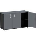 Ver imagem 2 de Armário Baixo Credenza PE25 Pandin 121,50 cm (largura) em MDP Cor Preto e Grafito com Três Portas