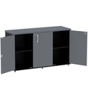 Ver imagem 3 de Armário Baixo Credenza PE25 Pandin 121,50 cm (largura) em MDP Cor Preto e Grafito com Três Portas