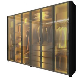 Guarda Roupa Reflecta 6 Portas Led Innova Preto - Gelius - 5