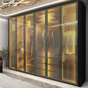 Guarda Roupa Reflecta 6 Portas Led Innova Preto - Gelius