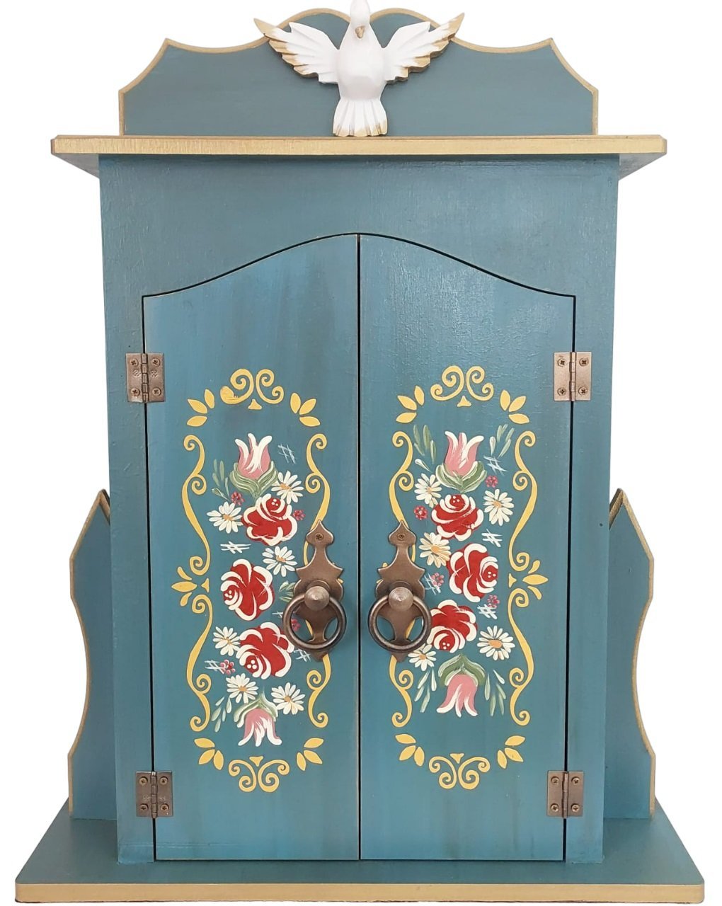 Oratório com Porta para Imagens de até 50cm Azul com Flores ** com Iluminação**