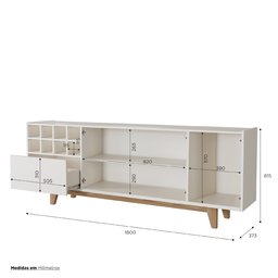 Buffet 3 Portas 1 Gaveta Philadelphia Mavaular Off White - 3