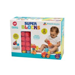 Brinquedo De Encaixe Super Blocks 68 Peças Calesita Ref 0008 - 1