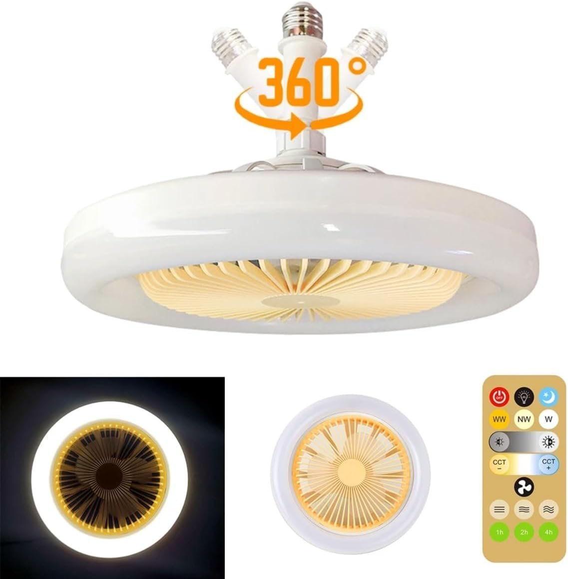 Ventilador De Teto Lâmpada LED 2 em 1 - Ilumine e Refresque Seu Espaço com Controle Remoto e Design  - 3