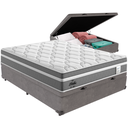 Ver imagem 1 de Cama Box Baú Cinza e Colchão Berlim Molas Ensacadas Casal Probel