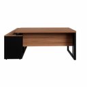 Ver imagem 7 de Mesa em L com Armário Lateral para Escritório Mesa Dinâmica Industrial 3 Gavetas Nogal com Preto