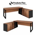 Ver mais imagens de Mesa em L com Armário Lateral para Escritório Mesa Dinâmica Industrial 3 Gavetas Nogal com Preto