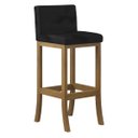 Ver imagem 1 de Banqueta Média Encosto Estofado 38 x 90 Cm Ilha Espanha Madeira Maciça Amêndoa Suede Preto CCS