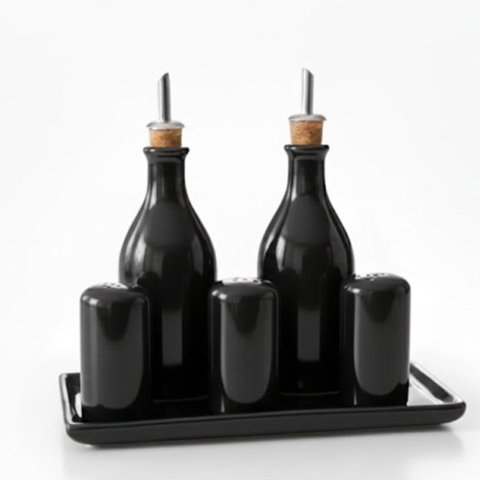 Galheteiro Gourmet 6 Peças em Cerâmica Elegância e Organização para Sua Mesa Posta,bandeja e Bico do