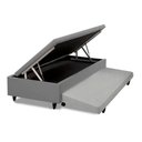 Ver imagem 1 de Cama Box com Baú Solteiro Auxiliar Espuma 8cm Courino Cinza Homequeen