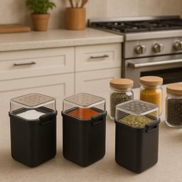 Saleiro Pimenteiro 70ml Preto Porta Tempero 5x4x8cm Plástico Coza Dispenser de Mesa - 3