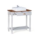 Ver imagem 2 de Bancada Aparador Mini Lavabo 1 Gaveta e Prateleira com Cuba Linz Móveis - Off White/imbuia Glazer