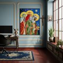 Ver imagem 1 de Quadro Decorativo Os Três Reis Magos - 70x50cm:moldura Preta