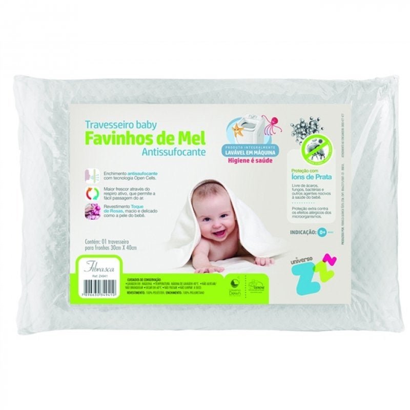 Travesseiro Favinhos de Mel Bebê Antissufocante Fibrasca - 1
