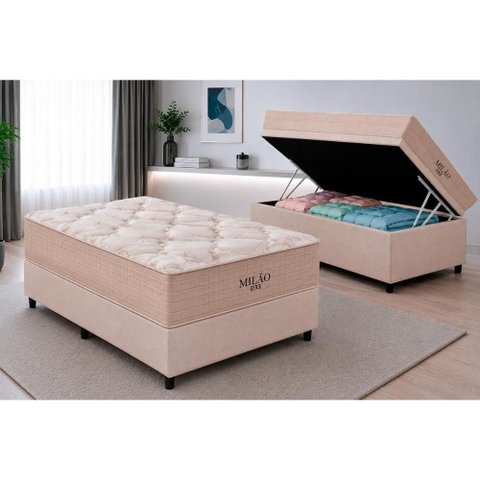 Cama Box Baú Crc Solt +Colchão D33 Milão Orthoflex 88x188