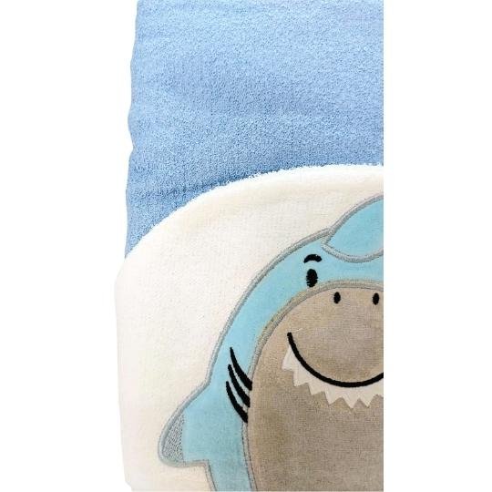 Toalha De Banho Bebê Soft Tubarão Blu Papi Branca