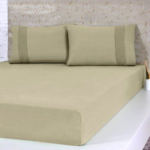 Lençol King Bella Cama Malha 100% Algodão 193x203x40cm 125g/m² Avelã