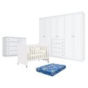 Ver imagem 1 de Quarto de Bebê Americano 6 Portas com Berço Americano Evolution 4 em 1 Branco Acetinado Reller e