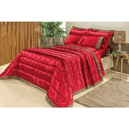 Cobre Leito Safari Casal Queen 7 Peças Kit Bicho Vermelho - 1 Cobre Leito Safari Casal Queen 7 Peças Kit Bicho Vermelho - 1