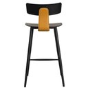 Ver imagem 5 de Kit 2 Banquetas Baixas Analu Rivatti 89cm (alt) Assento Encosto Pp Preto Detalhe Pu Marrom Base Aço