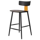 Ver imagem 2 de Kit 2 Banquetas Baixas Analu Rivatti 89cm (alt) Assento Encosto Pp Preto Detalhe Pu Marrom Base Aço