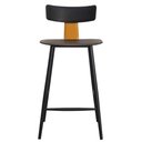 Ver imagem 3 de Kit 2 Banquetas Baixas Analu Rivatti 89cm (alt) Assento Encosto Pp Preto Detalhe Pu Marrom Base Aço